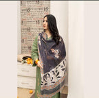 Embroidered Dhanak 3- Unstitched Piece Suit – Green