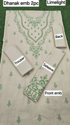 Mix Fabric Dhanak Embroidered 2-Piece Suit