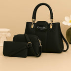 Women's PU Leather Hand Bag Set – 3 Pcs | Elegant &amp; Versatile in Black