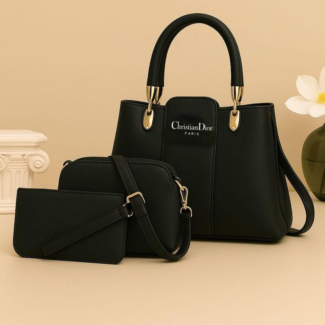 Women's PU Leather Hand Bag Set – 3 Pcs | Elegant &amp; Versatile in Black