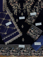 BRAND:EMAN ADEEL velvet embroiderd hand emblished luxury unstitched 3pc✓MR