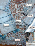 Brand: LAME Fabric: Net &amp; Silk Luxury Unstitched 3-Piece Suit MR