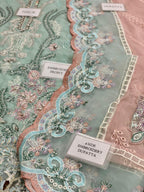 Luxury Chiffon Embroidered – Unstitched 3-Piece Suit Hand Embellished Masterpiece FBL