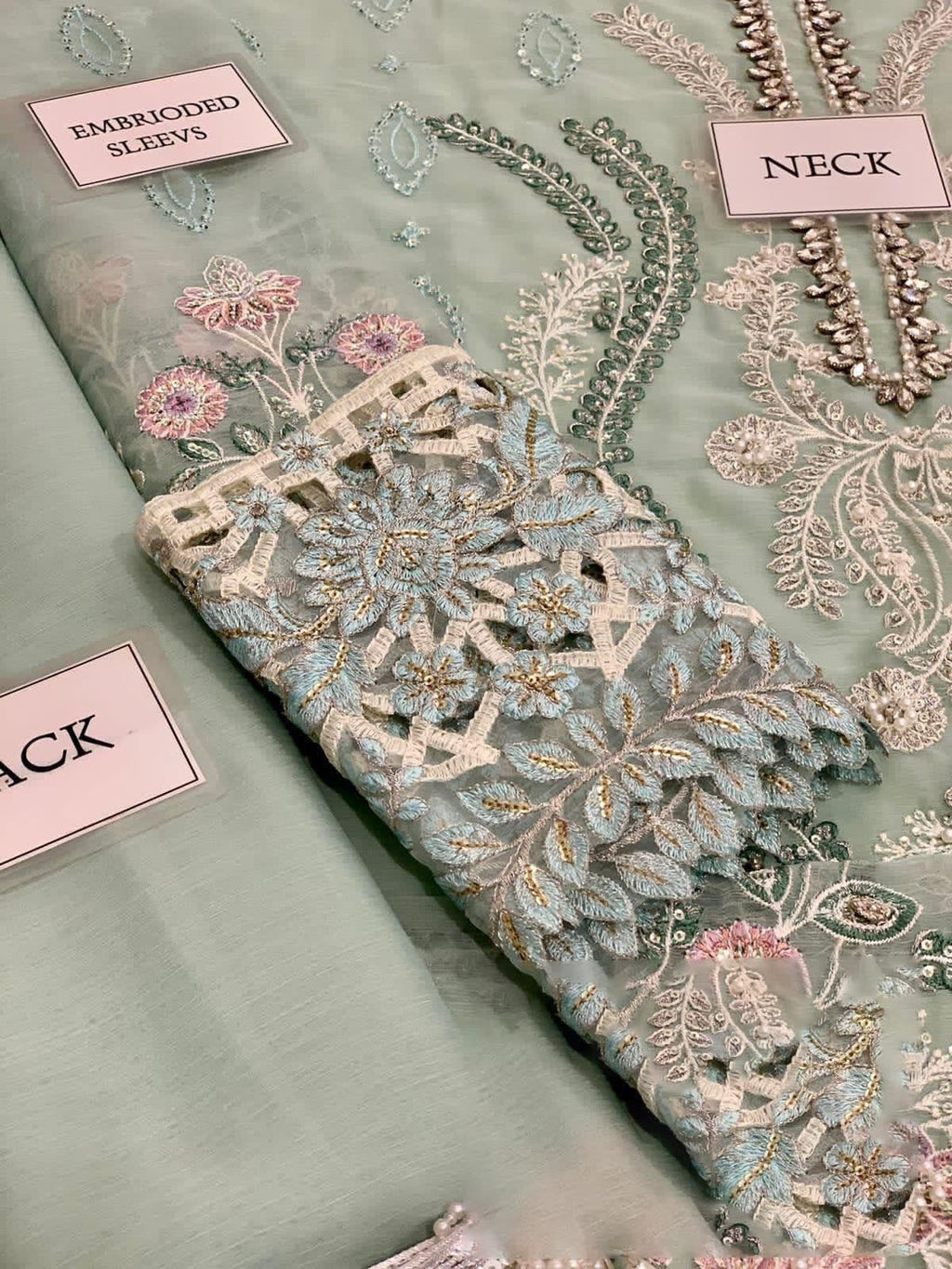 Luxury Chiffon Embroidered – Unstitched 3-Piece Suit Hand Embellished Masterpiece FBL