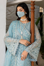 Brand: FLOSSIE Cationic Chiffon &amp; Boski Malai  Luxury Unstitched 3-Piece Suit FBL