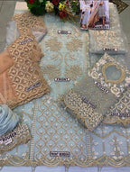 AGHA NOOR Luxury Organza ✨  Embroidered Unstitched 3PC Suit MR