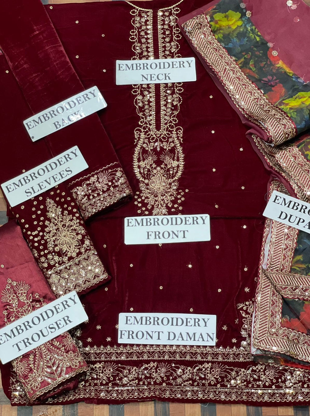 JAZMINE Luxury Embroidered Velvet 3PC Suit AB