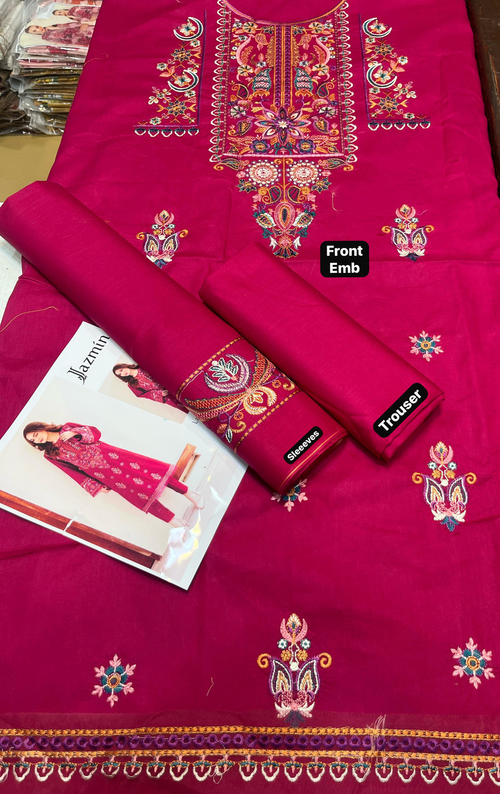 Winter 2025 Premium Dhanak  By Jazmin 2-Piece Embroidered Unstitched Suit AB