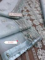 Agha Noor Hand-Embellished Organza Dress  New Arrivals-3- Pic Suit FBL