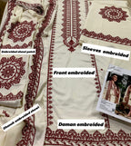 Aneela 3PC Winter 2025 Most Premium Dhanak Fabric | Heavy Embroidered Unstitched Suit AB