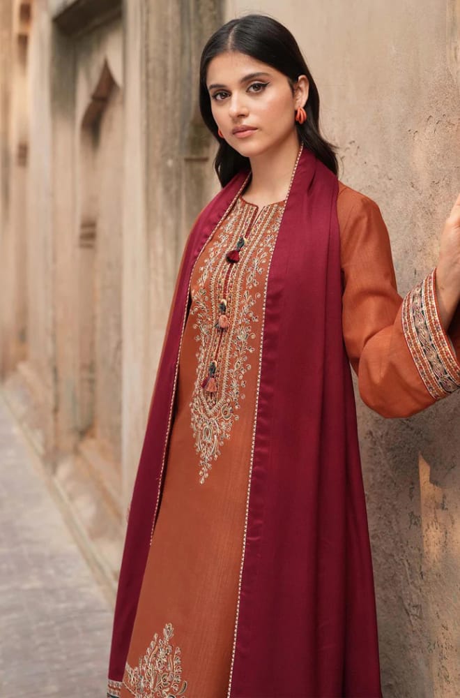 ❄ JAZMIN – DHANAK EMBROIDERED COLLECTION ❄  03 PCS UNSTITCHED SUIT MR