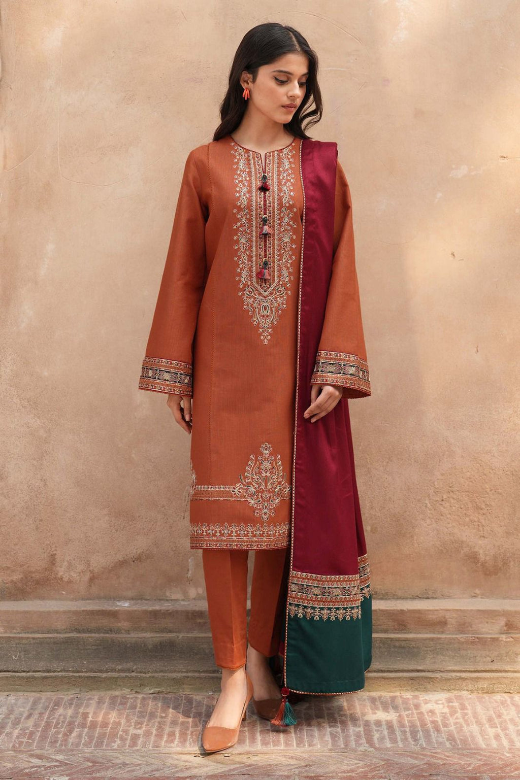 ❄ JAZMIN – DHANAK EMBROIDERED COLLECTION ❄  03 PCS UNSTITCHED SUIT MR