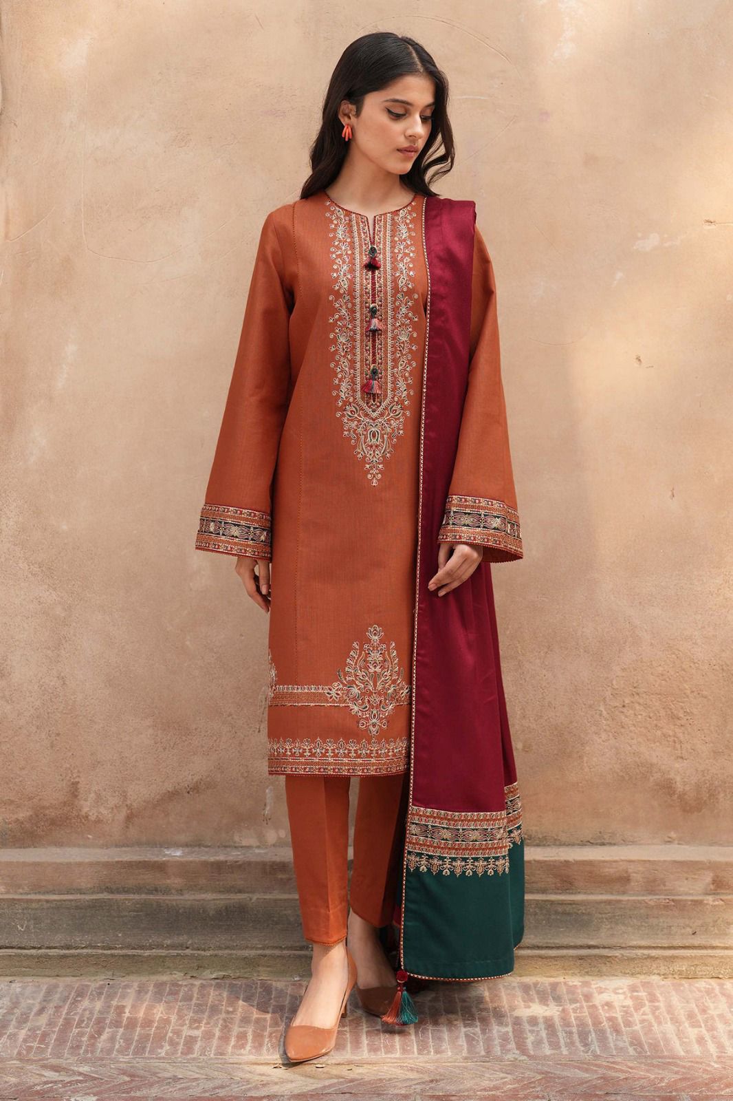 ❄ JAZMIN – DHANAK EMBROIDERED COLLECTION ❄  03 PCS UNSTITCHED SUIT MR