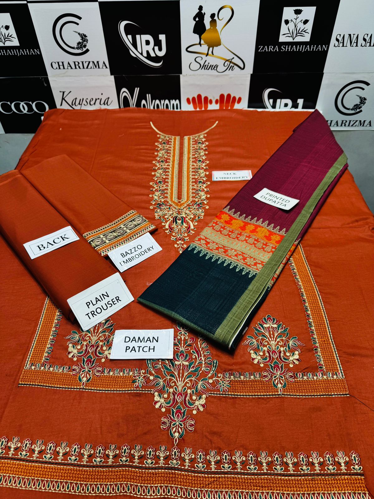 ❄ JAZMIN – DHANAK EMBROIDERED COLLECTION ❄  03 PCS UNSTITCHED SUIT MR