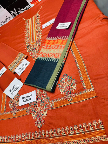 ❄ JAZMIN – DHANAK EMBROIDERED COLLECTION ❄  03 PCS UNSTITCHED SUIT MR