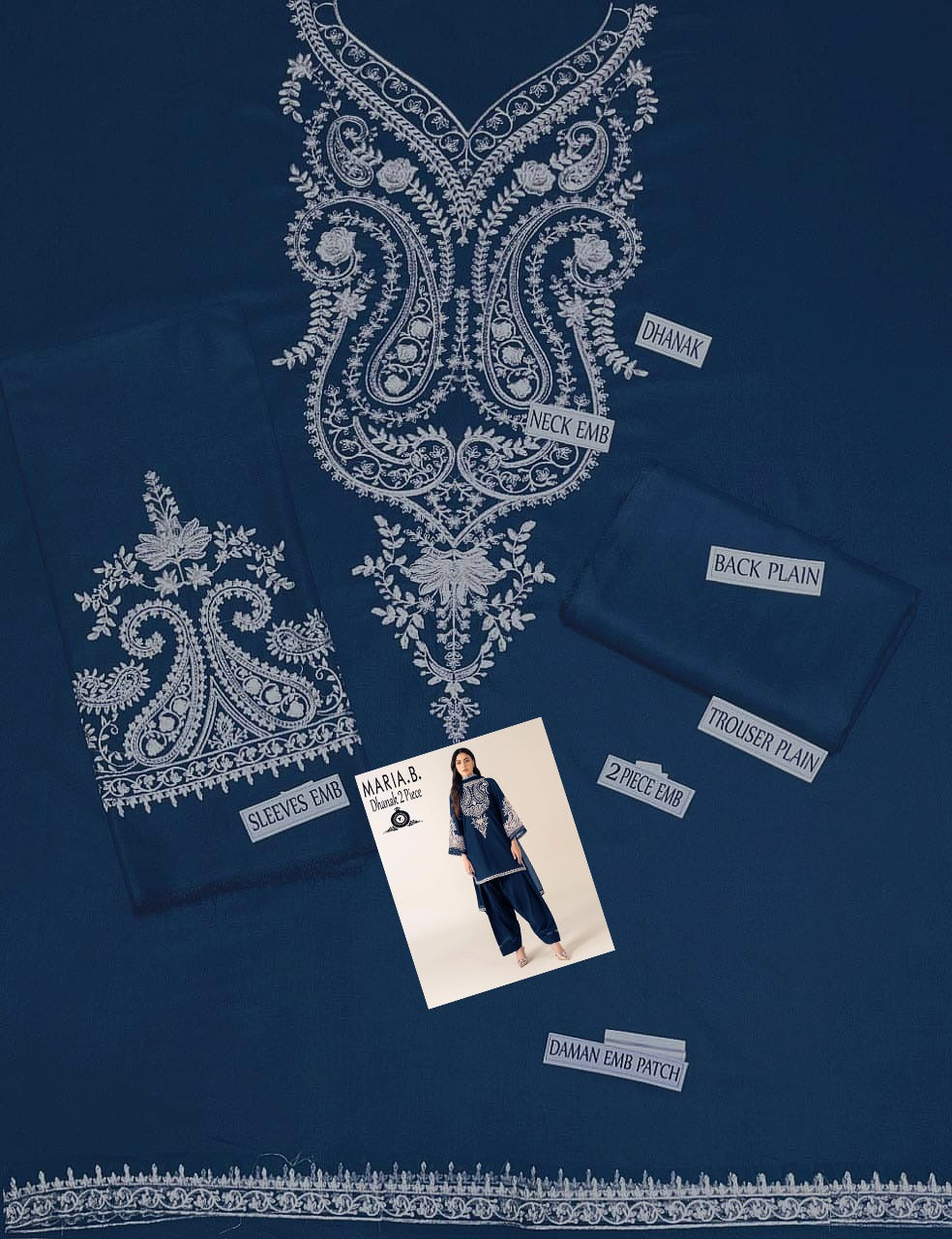 Premium Air-Jet Dhanak 2-Piece Embroidered Suit FBL
